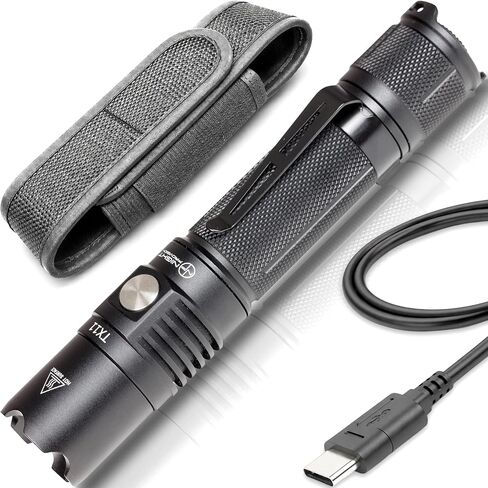 NP NIGHT PROVISION TX11 Tactical Flashlight with Duty Belt Holster & USB Rechargeable Battery Luminus 1600 Lumens LED for Police Security Military Grade Brightest Tac Flashlights in Saudi Arabia