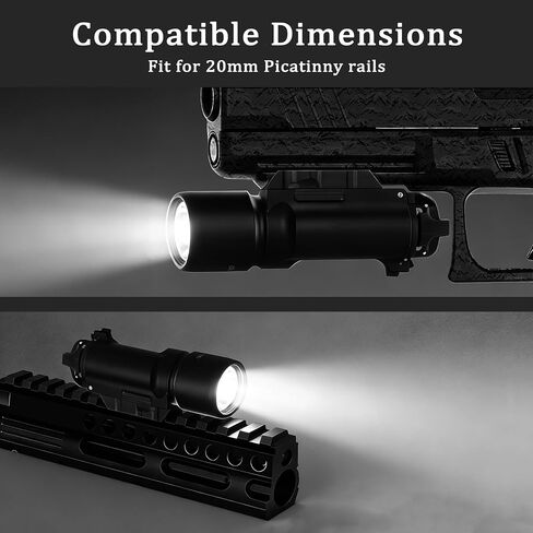 Tactical Pistol Light, 500 Lumen Weapon Lights Compatible with 20mm Picatinny Rail Handgun Flashlight (Not for Subcompact) in Saudi Arabia
