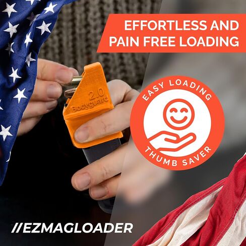 EZMAGLOADER Speed Loader for the Smith & Wesson M&P Bodyguard 2.0 .380 Easy Pain-Free Loading, Comfortable Grip, Gun Magazine Loader Accessories, Large Flanges for Thumb Relief (Orange) in Saudi Arabia