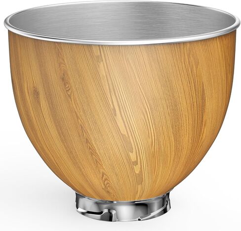 5QT Stainless Steel Mixer Bowl Compatible with Kitchen aid Stand Mixers Kitchenaid Replacement Bowl for 4.5-5 QT Tilt-Head Mixer with Handle, Wood Grain in Saudi Arabia