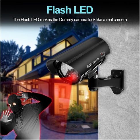 1PC Dummy Security Camera Watreproof Indoor Outdoor Fake CCTV Surveillance System, Red Flashing LED Lights, No Wiring Required(CG03-Sliver) in Saudi Arabia