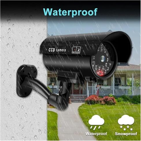 1PC Dummy Security Camera Watreproof Indoor Outdoor Fake CCTV Surveillance System, Red Flashing LED Lights, No Wiring Required(CG03-Sliver) in Saudi Arabia