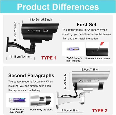 1PC Dummy Security Camera Watreproof Indoor Outdoor Fake CCTV Surveillance System, Red Flashing LED Lights, No Wiring Required(CG03-Sliver) in Saudi Arabia