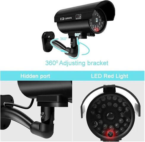 1PC Dummy Security Camera Watreproof Indoor Outdoor Fake CCTV Surveillance System, Red Flashing LED Lights, No Wiring Required(CG03-Sliver) in Saudi Arabia