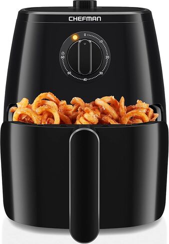 Chefman TurboFry 5-Quart Air Fryer, Integrated 60-Minute Timer for Healthy Cooking, Cook with 80% Less Oil, Adjustable Temperature Control, Nonstick Dishwasher-Safe Basket and Tray, Black in Saudi Arabia