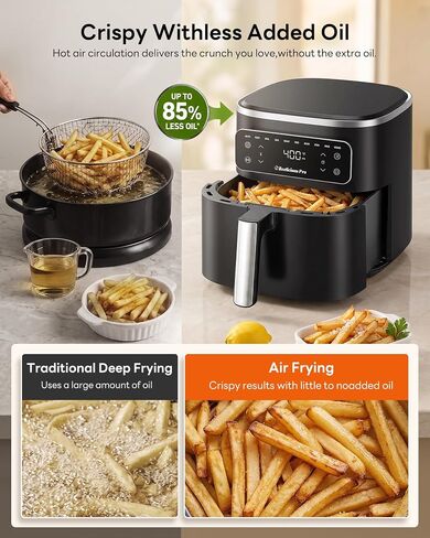 Beelicious Pro 10-in-1 MicroTemp Air Fryer 6.5QT, PFAS-Free Ceramic Coating Airfryers, Nonstick & Dishwasher Safe, AI-Powered E-Recipes, Shake Reminder, Compact, Digital Display BAF-8601 in Kuwait