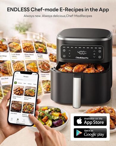 Beelicious Pro 10-in-1 MicroTemp Air Fryer 6.5QT, PFAS-Free Ceramic Coating Airfryers, Nonstick & Dishwasher Safe, AI-Powered E-Recipes, Shake Reminder, Compact, Digital Display BAF-8601 in Kuwait