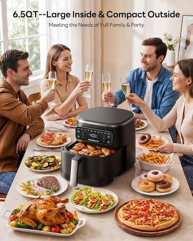 Beelicious Pro 10-in-1 MicroTemp Air Fryer 6.5QT, PFAS-Free Ceramic Coating Airfryers, Nonstick & Dishwasher Safe, AI-Powered E-Recipes, Shake Reminder, Compact, Digital Display BAF-8601 in Kuwait