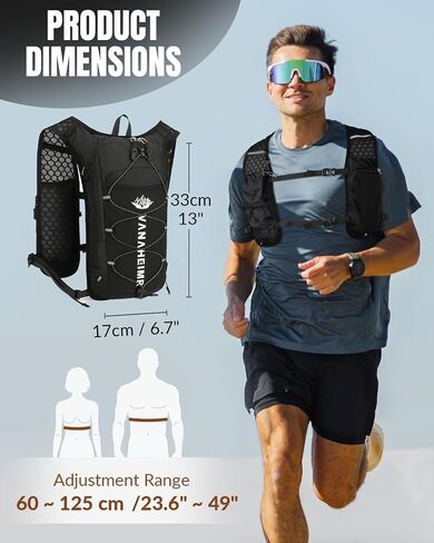 Ultralight Hydraion Running Vest with 2L Water Bladder for Men Women, Waterproof Water Backpack with Zipper Phone Pocket, Multipocket Hydropack Vest for Cycling Running Marathon Jogging, Black in Kuwait