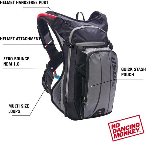 USWE Airborne Limited Race Edition with Water Bladder Included, Hydration Backpack for Men and Women, Ideal for MTB, Cycling, Mountain Biking (9L, Black Grey) in Kuwait