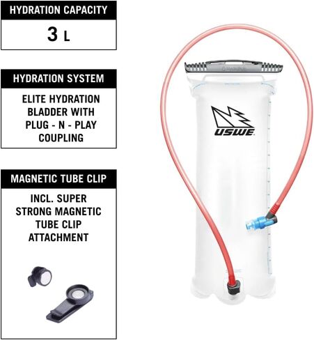 USWE Airborne Limited Race Edition with Water Bladder Included, Hydration Backpack for Men and Women, Ideal for MTB, Cycling, Mountain Biking (9L, Black Grey) in Kuwait