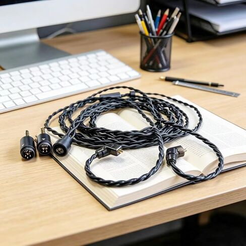HiFi IEM Upgrade Cable with Interchangeable 3.5mm 4.4mm Plug,6N Single-Crystal Copper Cable,QDC-C Pin 1.3m in Ear Monitor Cable for Musician Audiophile (Recessed 2pin 4.2ft) in Kuwait