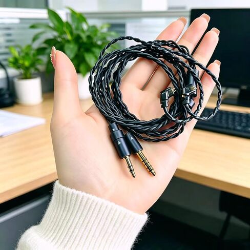 HiFi IEM Upgrade Cable with Interchangeable 3.5mm 4.4mm Plug,6N Single-Crystal Copper Cable,QDC-C Pin 1.3m in Ear Monitor Cable for Musician Audiophile (Recessed 2pin 4.2ft) in Kuwait