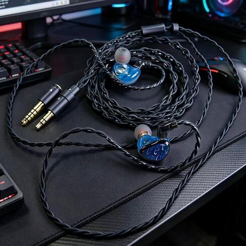 HiFi IEM Upgrade Cable with Interchangeable 3.5mm 4.4mm Plug,6N Single-Crystal Copper Cable,QDC-C Pin 1.3m in Ear Monitor Cable for Musician Audiophile (Recessed 2pin 4.2ft) in Kuwait