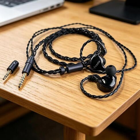 HiFi IEM Upgrade Cable with Interchangeable 3.5mm 4.4mm Plug,6N Single-Crystal Copper Cable,QDC-C Pin 1.3m in Ear Monitor Cable for Musician Audiophile (Recessed 2pin 4.2ft) in Kuwait