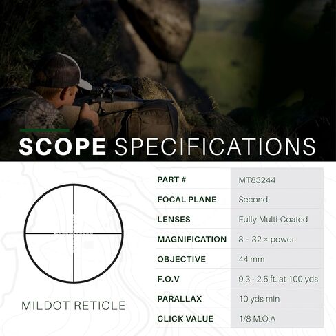 Mueller Optics, 8-32x44 Side Focus Rifle Scopes - Eye Relief 4" - Length 16.25" - Tube Size 30mm - Waterproof and Fog-Proof in Saudi Arabia