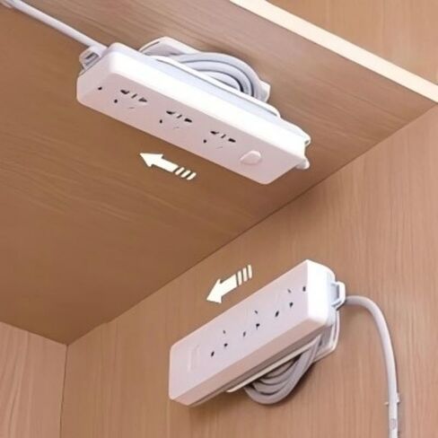 5 Pack Adhesive Power Strip Holder Wall Mount - No Drilling Slide Design Cord Organizer for Surge Protectors Routers and Remotes - Strong Acrylic Tape Cable Management Box 3.94 x 1.57 in-White in Saudi Arabia