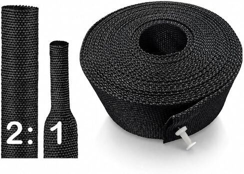 2:1 Heat Shrink Braided Sleeve 2 inch 10FT, Automotive Wear-Resistant Fabric Flat Woven Tubing, Flexible Abrasion Protection Sleeving for Wiring Harness, Cable Sheath, Wires & Hoses Protection in Saudi Arabia