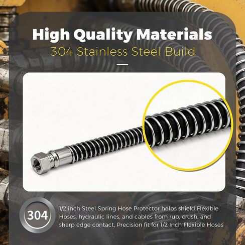 Hydraulic Hose Protector 1/2 Inch - 20 Ft 304 Stainless Steel Spring Hose Sleeve, 13mm ID 15mm OD Spiral Cable Guard for Flexible Hoses, Cables, Hydraulic Lines, Heavy Machinery in Kuwait