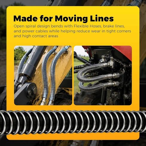 Hydraulic Hose Protector 1/2 Inch - 20 Ft 304 Stainless Steel Spring Hose Sleeve, 13mm ID 15mm OD Spiral Cable Guard for Flexible Hoses, Cables, Hydraulic Lines, Heavy Machinery in Kuwait