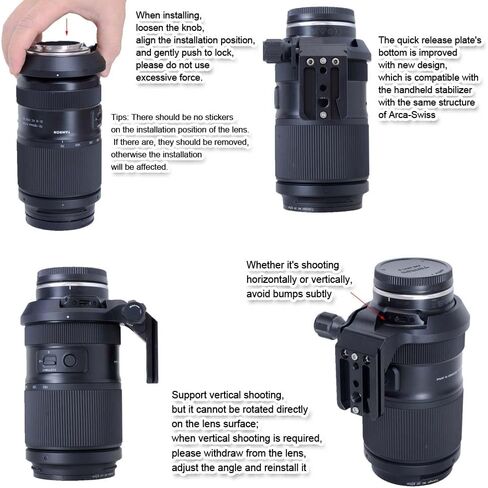 طوق العدسة يدعم حلقة تثبيت حامل ثلاثي الأرجل متوافقة مع Tamron 70-180 مم F2.8 Di III VC VXD G2 A065 E-Mount، حامل دعامة Arca-Swiss Fit لوحة إطلاق سريعة لمشبك الرأس ومثبت Arca Fit in Kuwait