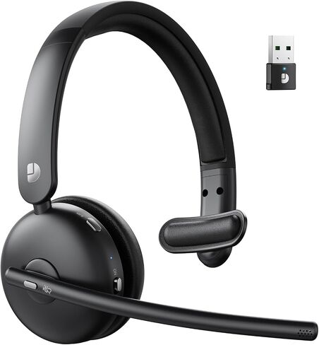 Dytole Wireless Headset with Mic for Work, Bluetooth Headset with Mic, AI Noise Cancelling, 65H Battery & Mute Function, Single-Ear Wireless Headset & USB Dongle, Fit for PC/Laptop/Teams/Call Center in Saudi Arabia