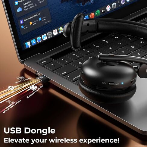 Dytole Wireless Headset with Mic for Work, Bluetooth Headset with Mic, AI Noise Cancelling, 65H Battery & Mute Function, Single-Ear Wireless Headset & USB Dongle, Fit for PC/Laptop/Teams/Call Center in Saudi Arabia