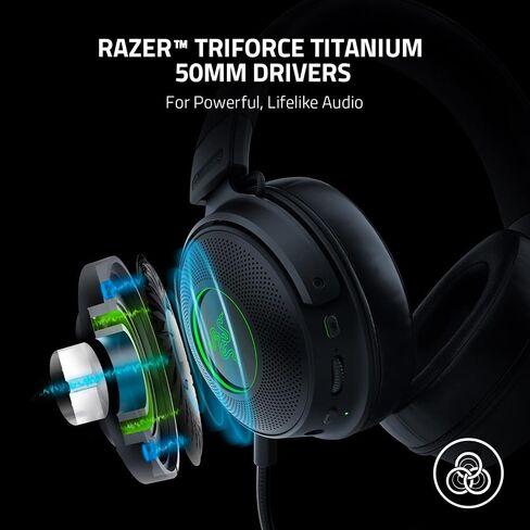 Razer Kraken V3 Pro Wireless Gaming Headset with Haptic Technology, THX Spatial Audio, 50mm Titanium Drivers, Hybrid Memory Foam Cushions in Saudi Arabia