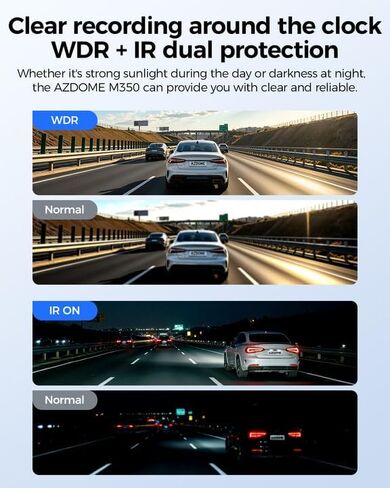 AZDOME M350 4 Channel 360 Dash Cam Front 2.5K,1080P Rear Left Right Camera for Cars, IR Night Vision Built-in GPS with Find My Voice Control, 5G WiFi,Supercapacitor,24/7 Recording,128GB (64, GB) in Kuwait