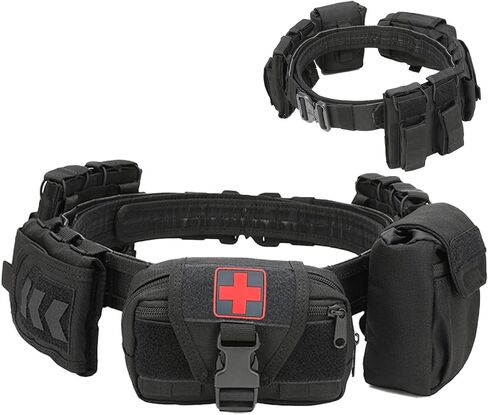 Tzowla Tactical Battle Belts with Pouch Accessories 7 PCS Bag,Duty Tactical Belt Law Enforcement in Kuwait