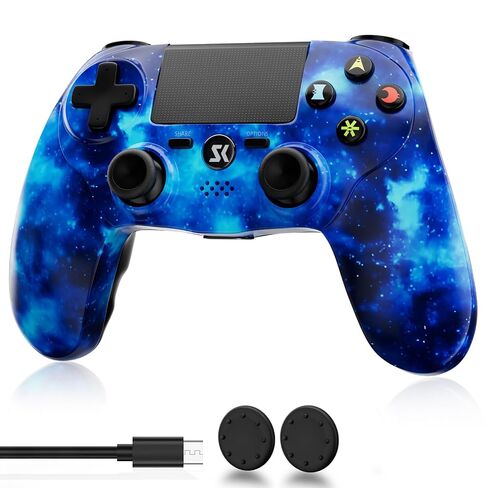 وحدة تحكم لجهاز PS4، وحدة تحكم لاسلكية باللون الأزرق لجهاز Sony PlayStation 4/Slim/Pro، جهاز تحكم عن بعد مع اهتزاز مزدوج، مستشعر حركة 6 محاور، مكبر صوت، مقبس صوت 3.5 ملم، لوحة لمس، وبطارية 800 مللي أمبير في الساعة in Kuwait