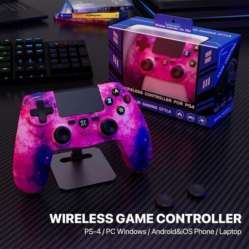 وحدة تحكم ISHAKO لجهاز PS4، وحدة تحكم لاسلكية باللون الوردي لجهاز Sony PlayStation 4/Slim/Pro، جهاز تحكم عن بعد مع اهتزاز مزدوج/مستشعر حركة 6 محاور/مكبر صوت/مقبس صوت 3.5 ملم/لوحة لمس/بطارية 800 مللي أمبير في الساعة in Kuwait