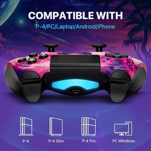 وحدة تحكم ISHAKO لجهاز PS4، وحدة تحكم لاسلكية باللون الوردي لجهاز Sony PlayStation 4/Slim/Pro، جهاز تحكم عن بعد مع اهتزاز مزدوج/مستشعر حركة 6 محاور/مكبر صوت/مقبس صوت 3.5 ملم/لوحة لمس/بطارية 800 مللي أمبير في الساعة in Kuwait