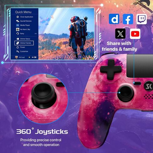 وحدة تحكم ISHAKO لجهاز PS4، وحدة تحكم لاسلكية باللون الوردي لجهاز Sony PlayStation 4/Slim/Pro، جهاز تحكم عن بعد مع اهتزاز مزدوج/مستشعر حركة 6 محاور/مكبر صوت/مقبس صوت 3.5 ملم/لوحة لمس/بطارية 800 مللي أمبير في الساعة in Kuwait