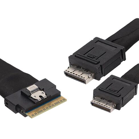 SlimSAS 8X to 2X OCulink 4X, SFF-8654 8i to SFF-8611 4X 4ix2 Converter Cable 50cm 19.7in in Kuwait