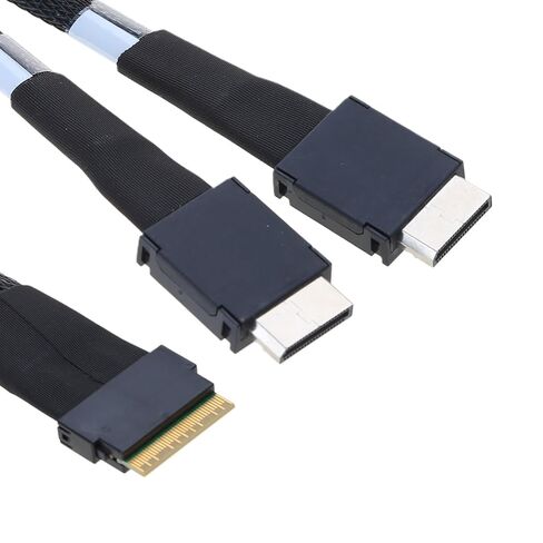 SlimSAS 8X to 2X OCulink 4X, SFF-8654 8i to SFF-8611 4X 4ix2 Converter Cable 50cm 19.7in in Kuwait