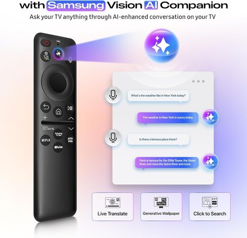 New BN59-01480A Solar Voice Remote for Samsung Smart TV, Rechargeable Replacement for 2019-2026 Samsung Remote Control, Fast Charging, Solarcell, Free USB C Cable, Voice Search, Bluetooth in Kuwait