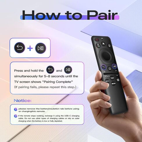 New BN59-01480A Solar Voice Remote for Samsung Smart TV, Rechargeable Replacement for 2019-2026 Samsung Remote Control, Fast Charging, Solarcell, Free USB C Cable, Voice Search, Bluetooth in Kuwait