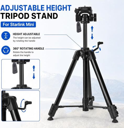 Tripod Mount for Starlink Mini Stand with Adapter - Height Adjustable & 360° Tilt, Compatible with Starlink Mini Terminal, Portable Sturdy Stand for RV Camping & Outdoor Use in Kuwait