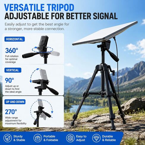 Tripod Mount for Starlink Mini Stand with Adapter - Height Adjustable & 360° Tilt, Compatible with Starlink Mini Terminal, Portable Sturdy Stand for RV Camping & Outdoor Use in Kuwait