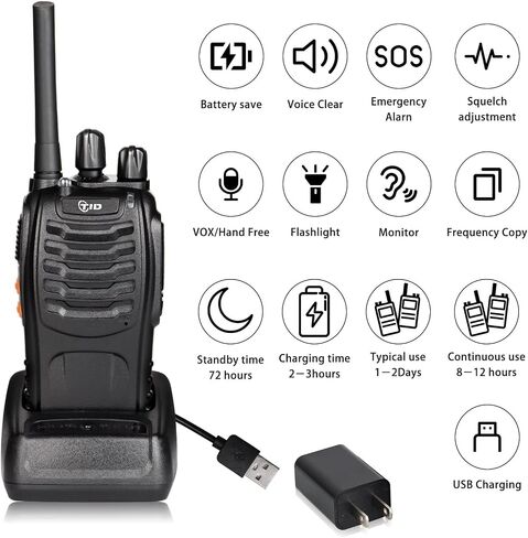 TIDRADIO Walkie Talkies Long Range 6 Pack, Rechargeable Two Way Radios for Adults with Earpiece, 22 Channels Portable Radios with Flashlight for Jobsite, Outdoor Camping, Hiking in Saudi Arabia