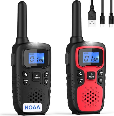 Wishouse Walkie Talkies for Kids Adults - Long Range Rechargeable 2 Way Radios,Gift,Hiking Accessories Camping Gear with Lamp,SOS Siren,NOAA Weather Alert,VOX,Easy to Use 2 Pack in Kuwait