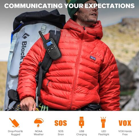 Wishouse Walkie Talkies for Kids Adults - Long Range Rechargeable 2 Way Radios,Gift,Hiking Accessories Camping Gear with Lamp,SOS Siren,NOAA Weather Alert,VOX,Easy to Use 2 Pack in Kuwait