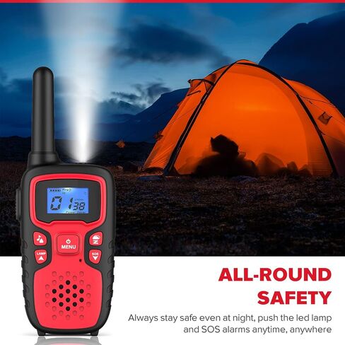 Wishouse Walkie Talkies for Kids Adults - Long Range Rechargeable 2 Way Radios,Gift,Hiking Accessories Camping Gear with Lamp,SOS Siren,NOAA Weather Alert,VOX,Easy to Use 2 Pack in Kuwait