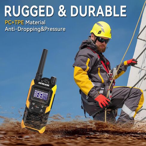 KETELESE T4 IP67 Waterproof Radios Headset Walkie Talkies 6 Pack, with Shoulder Mic and Earpiece, USB Charge Dock, NOAA Weather Alert, for Warehouse, Constrcution, Cercurity in Kuwait