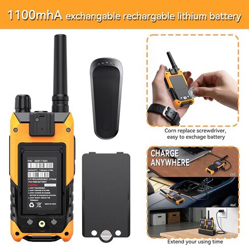 KETELESE T4 IP67 Waterproof Radios Headset Walkie Talkies 6 Pack, with Shoulder Mic and Earpiece, USB Charge Dock, NOAA Weather Alert, for Warehouse, Constrcution, Cercurity in Kuwait