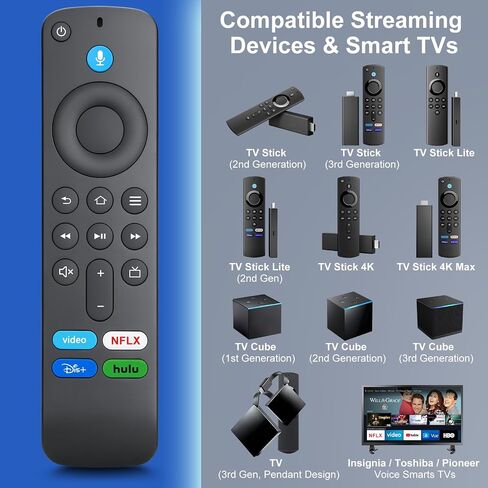 Voice Remote Replacement for Fire TV Stick, Cube & Amazon Fire TVs in Kuwait
