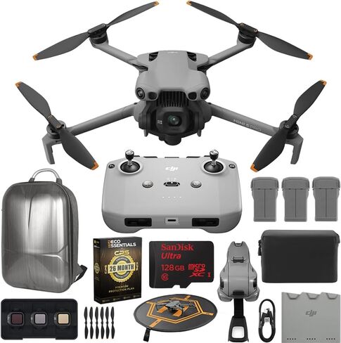 DJI Mini 5 Pro Drone Fly More Combo مع RC 2، مستشعر CMOS 1 بوصة، فيديو 4K، استشعار العوائق، 4 حزمة بطاريات مع مجموعة حماية حصرية لمدة 26 شهرًا من Deco Essentials CPS ومجموعة الملحقات in Kuwait