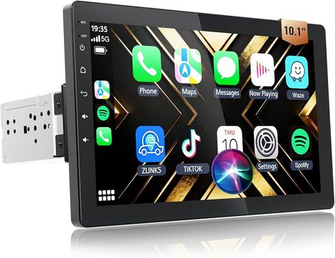 Haudio Android Car Stereo 10.1" Single Din مع شاشة لمس قابلة للدوران 360 درجة - Android 13، CarPlay اللاسلكي وAndroid Auto، 2G+64G، GPS مدمج/Wi-Fi/Bluetooth، يتضمن كاميرا احتياطية in Saudi Arabia