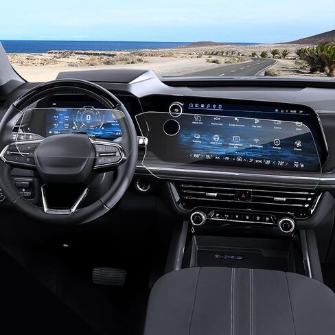 (4 عبوات) واقي شاشة Coleya 2025 2026 Tahoe لسيارة Chevy Tahoe (17.7 بوصة Navi+11 بوصة Dash+12.6 بوصة + 12.6 بوصة تلفزيون خلفي) (Z71/RST/Premier/High Country)، زجاج مقسى 9H 2026 Chevy Tahoe Accessories HD شفاف in Saudi Arabia